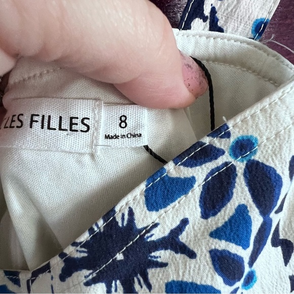 Avec Les Filles Sweetheart Neck Cotton Mini Sundress In Blue and White size 8 - Picture 7 of 10
